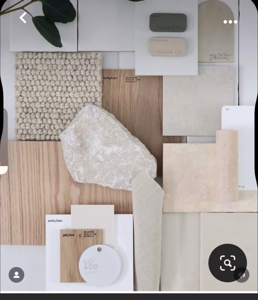mood board of neutral interior style as a part of new build construction process